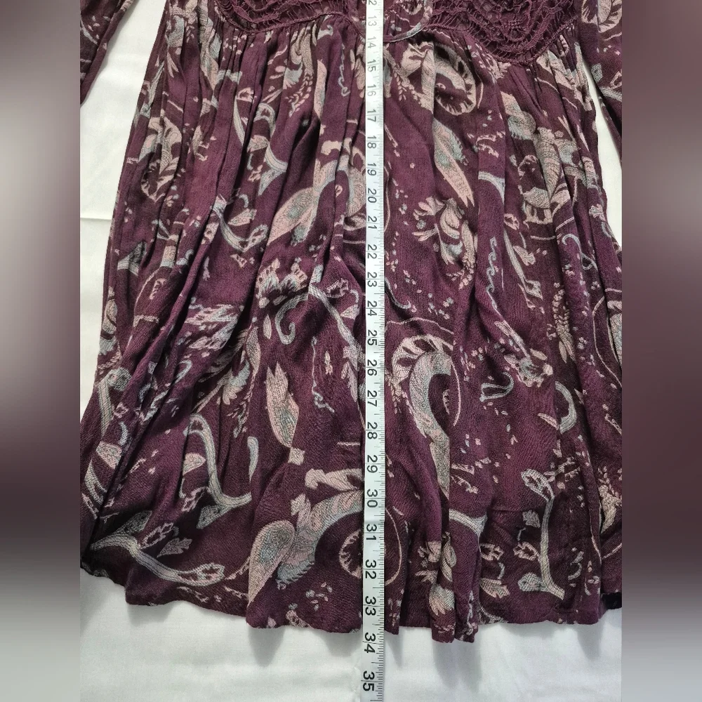 Free People Purple and Cream Mini‎ Dress XS